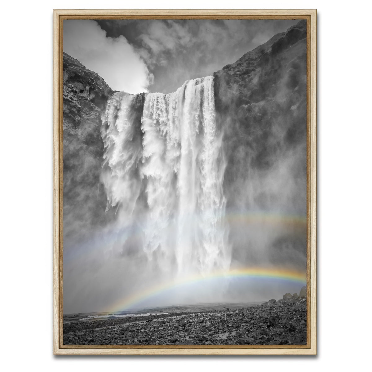 AUTO-MOCKUP WHITE | ICELAND Skogafoss double rainbow | 1 Piece | Natural Framed Canvas | group=3x4