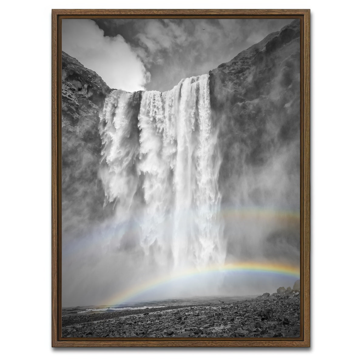 AUTO-MOCKUP WHITE | ICELAND Skogafoss double rainbow | 1 Piece | Walnut Framed Canvas | group=3x4