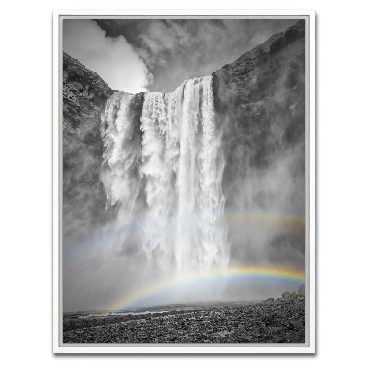 AUTO-MOCKUP WHITE | ICELAND Skogafoss double rainbow | 1 Piece | White Framed Canvas | group=3x4