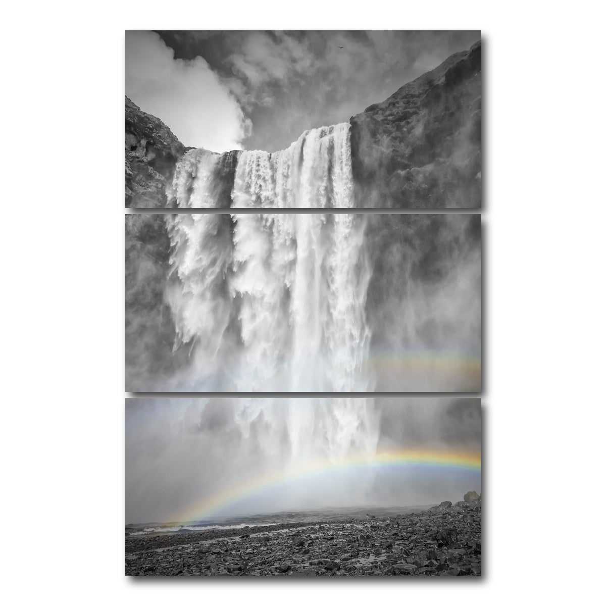 AUTO-MOCKUP WHITE | ICELAND Skogafoss double rainbow | 3 Piece | Gallery Wrap Canvas | group=12x24_stacked