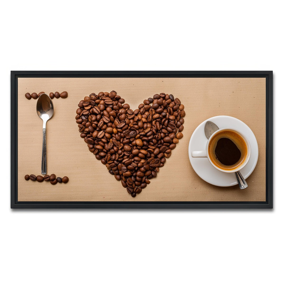 AUTO-MOCKUP WHITE | I Love Coffee | 1 Piece | Black Framed Canvas | group=2x1