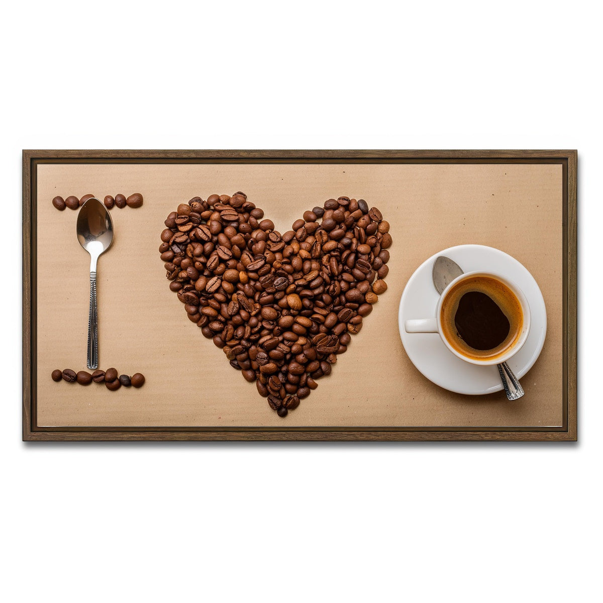 AUTO-MOCKUP WHITE | I Love Coffee | 1 Piece | Walnut Framed Canvas | group=2x1