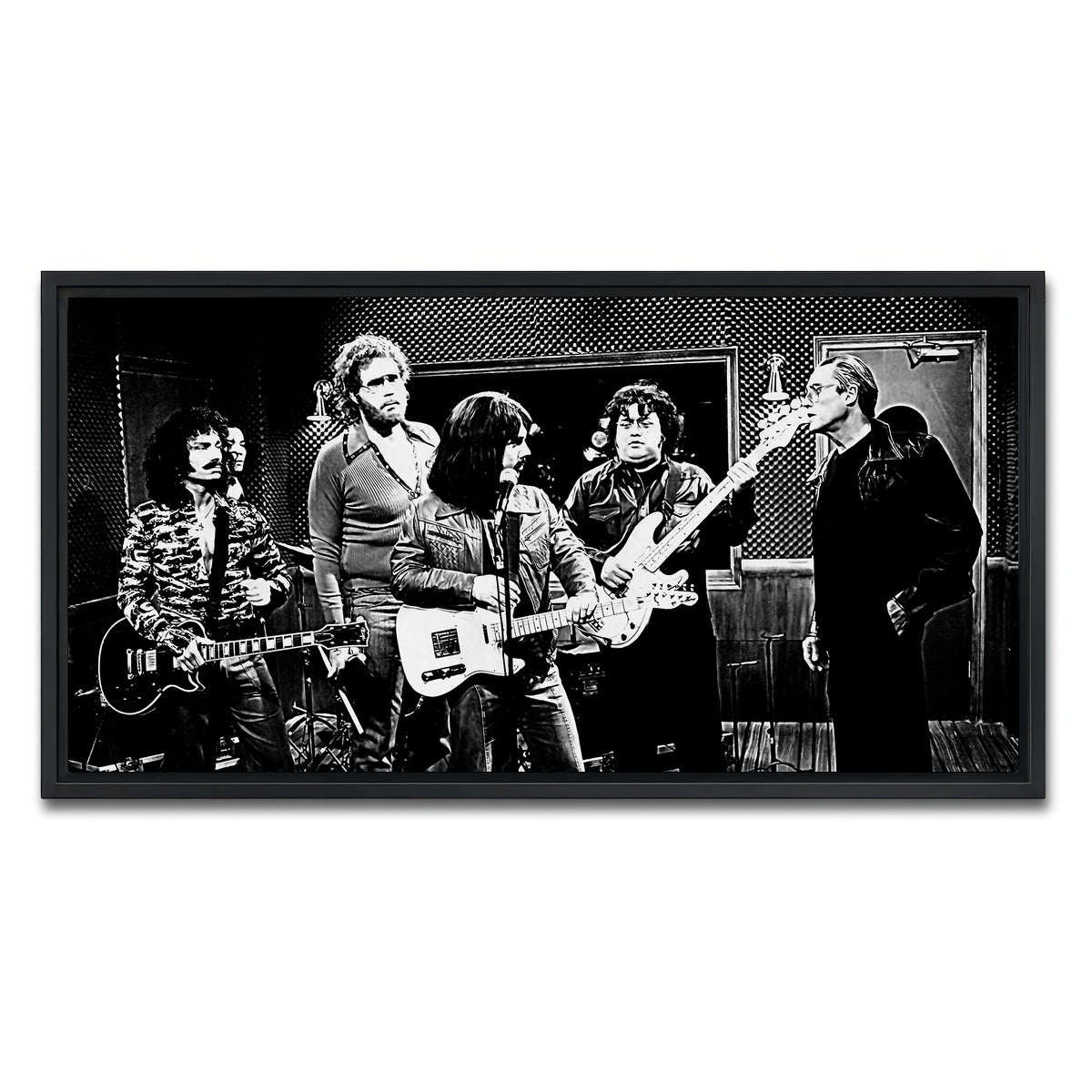 AUTO-MOCKUP WHITE | I Need More Cowbell Grayscale | 1 Piece | Black Framed Canvas | group=2x1