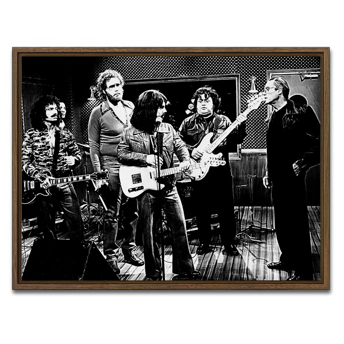 AUTO-MOCKUP WHITE | I Need More Cowbell Grayscale | 1 Piece | Walnut Framed Canvas | group=4x3