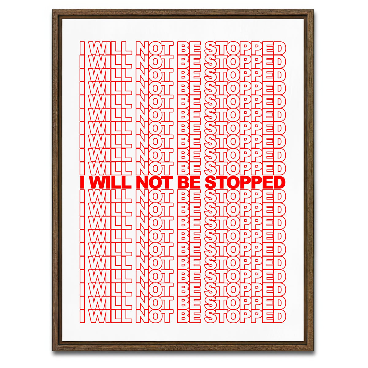AUTO-MOCKUP WHITE | I WILL NOT BE STOPPED | 1 Piece | Walnut Framed Canvas | group=3x4