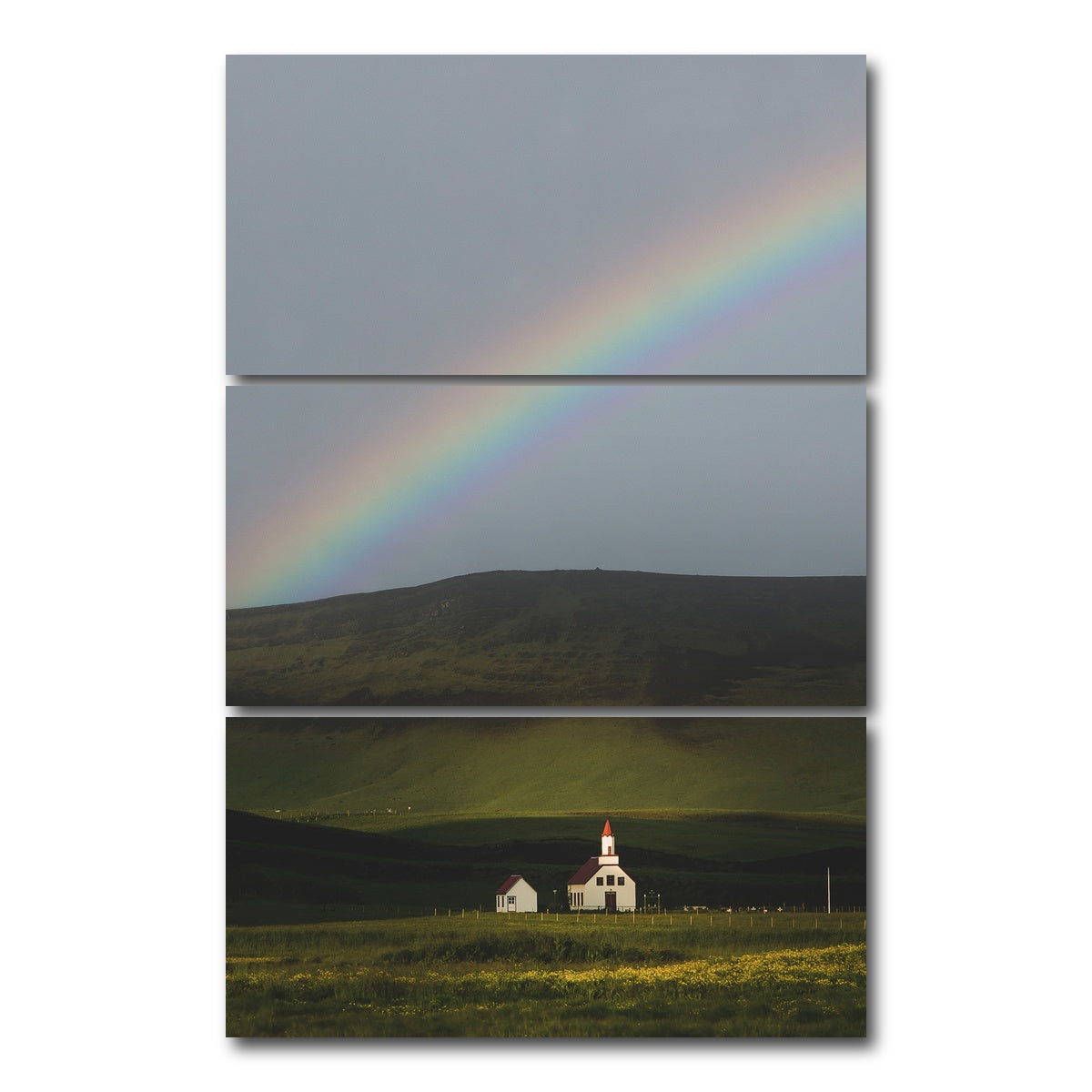 AUTO-MOCKUP WHITE | Iceland Rainbow | 3 Piece | Gallery Wrap Canvas | group=12x24_stacked