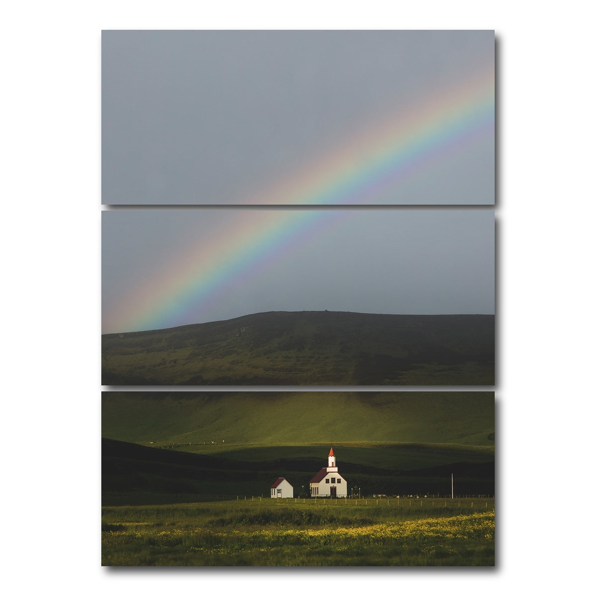 AUTO-MOCKUP WHITE | Iceland Rainbow | 3 Piece | Gallery Wrap Canvas | group=8x18_stacked