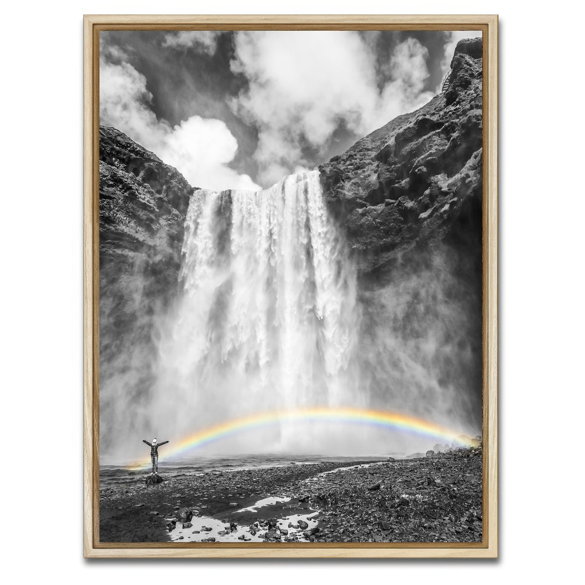 AUTO-MOCKUP WHITE | Iceland Skogafoss | 1 Piece | Natural Framed Canvas | group=3x4