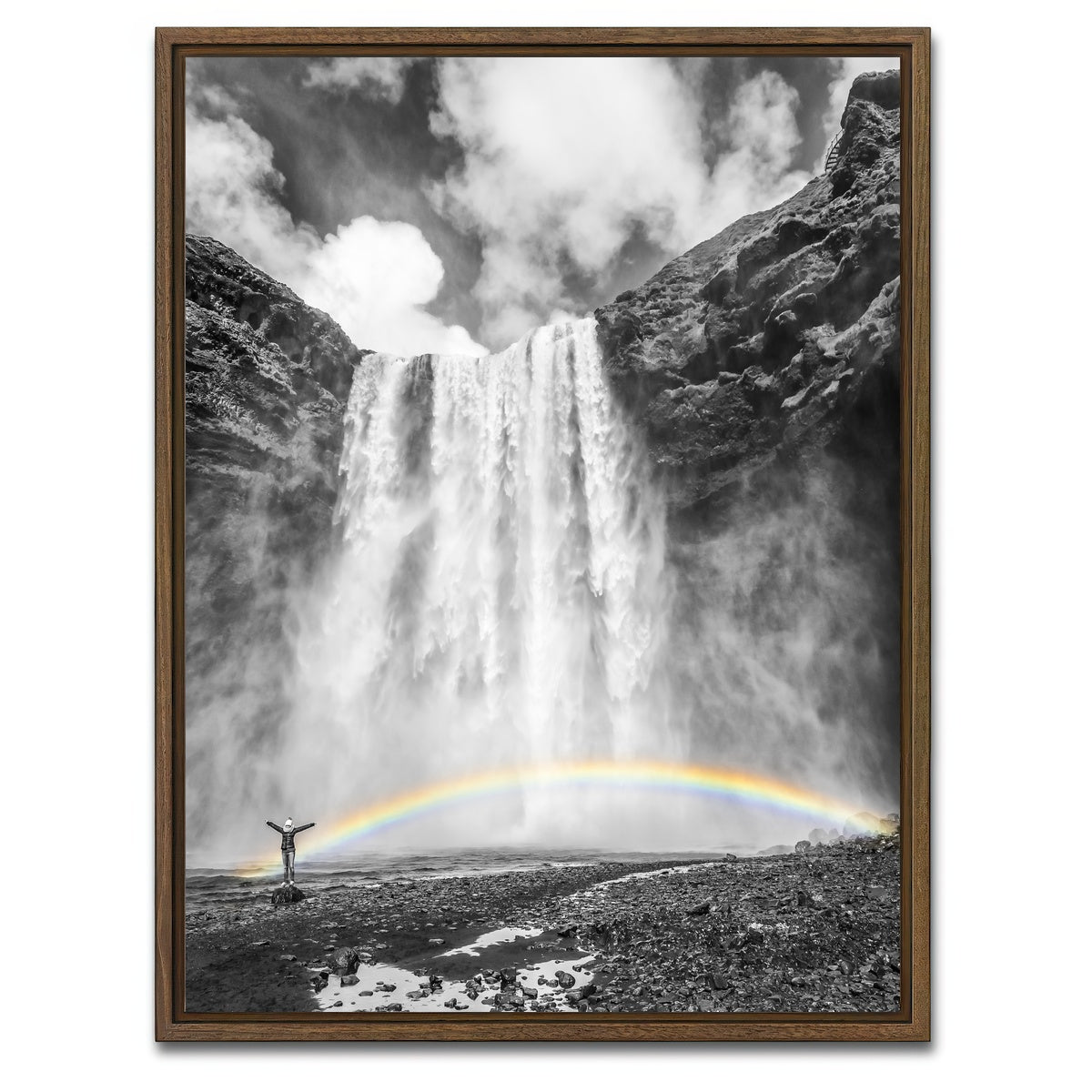 AUTO-MOCKUP WHITE | Iceland Skogafoss | 1 Piece | Walnut Framed Canvas | group=3x4