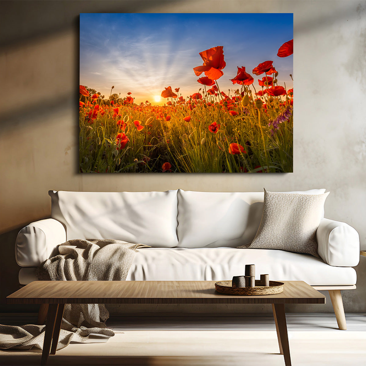 Idyllic Sunset in a Field of Poppies Wall Art