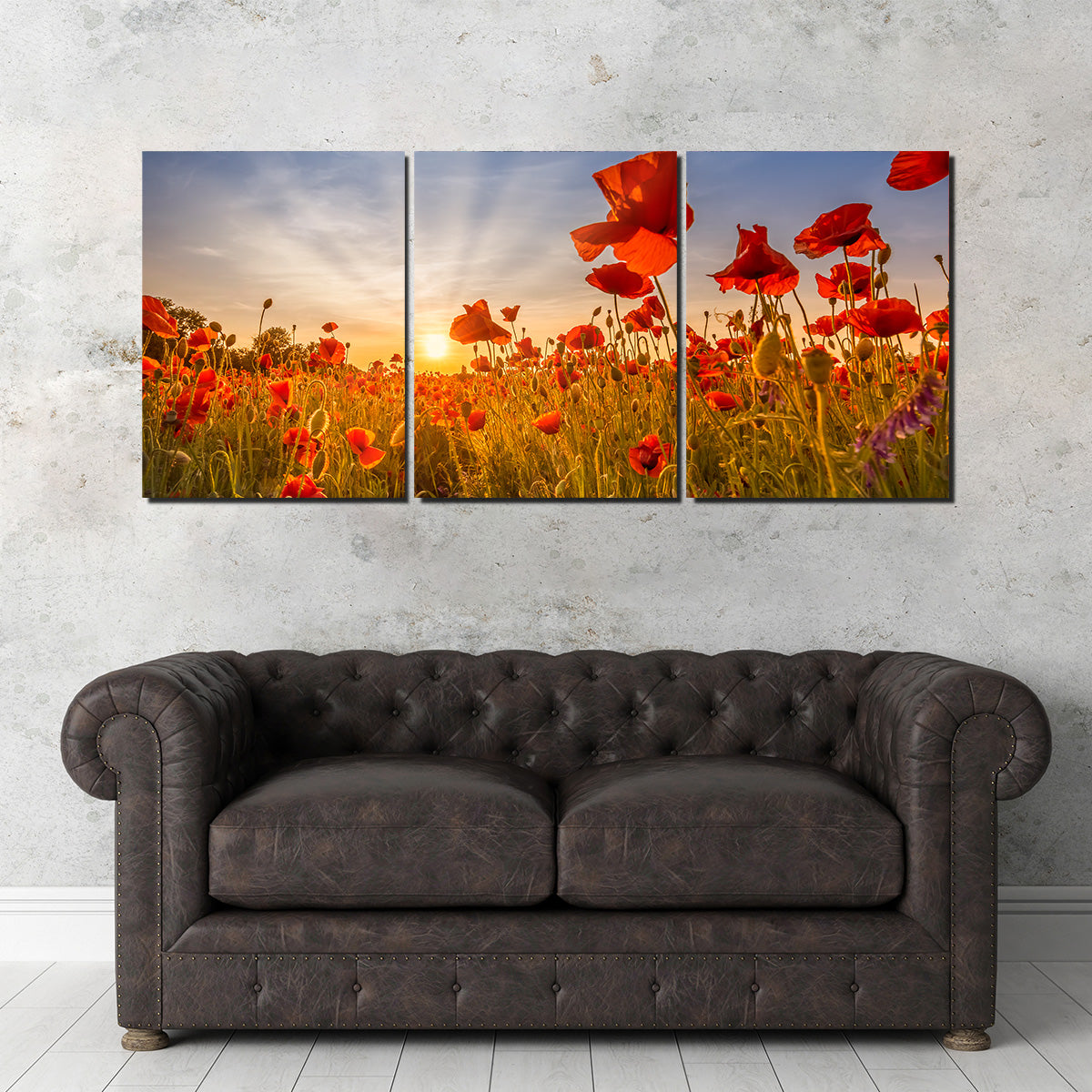 Idyllic Sunset in a Field of Poppies Wall Art