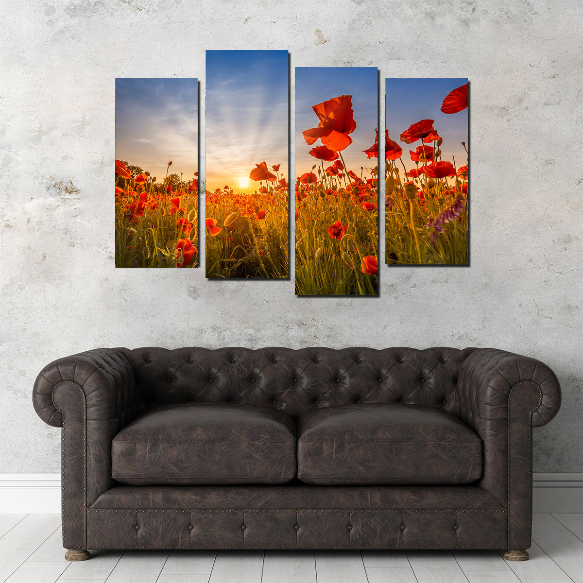 Idyllic Sunset in a Field of Poppies Wall Art