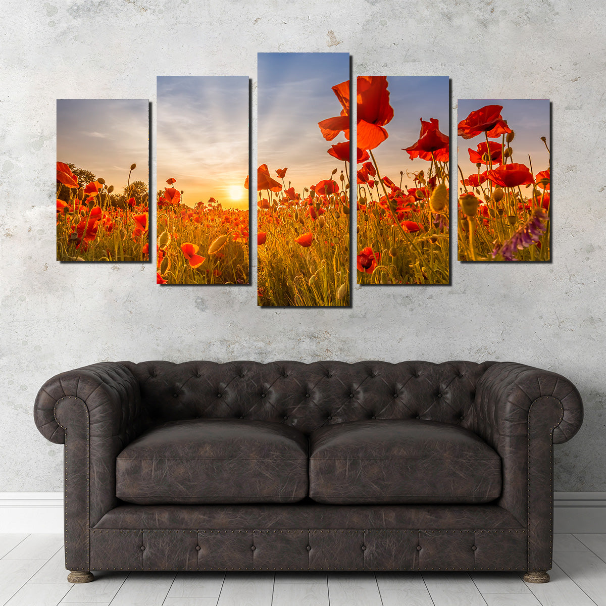 Idyllic Sunset in a Field of Poppies Wall Art