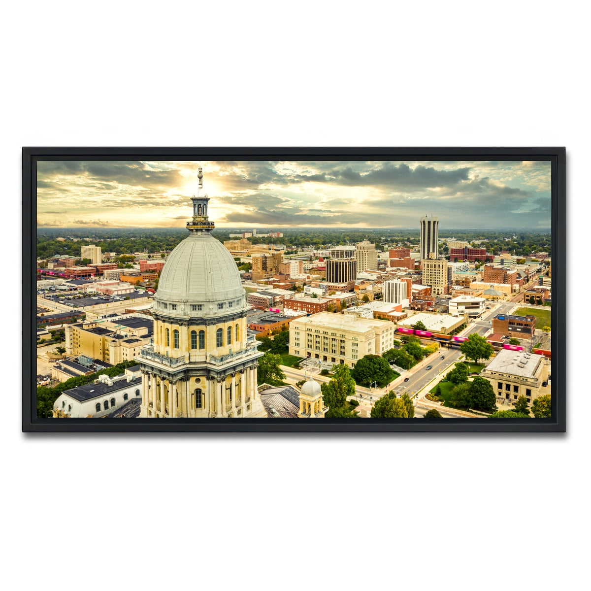 AUTO-MOCKUP WHITE | Illinois State Capitol & Springfield | 1 Piece | Black Framed Canvas | group=2x1