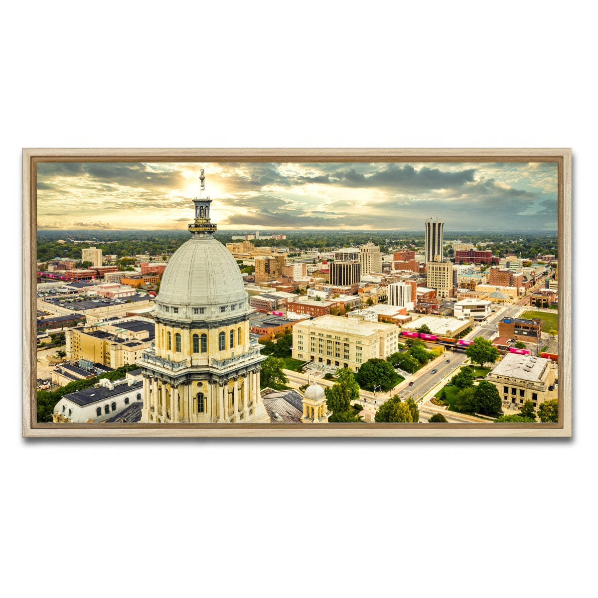 AUTO-MOCKUP WHITE | Illinois State Capitol & Springfield | 1 Piece | Natural Framed Canvas | group=2x1