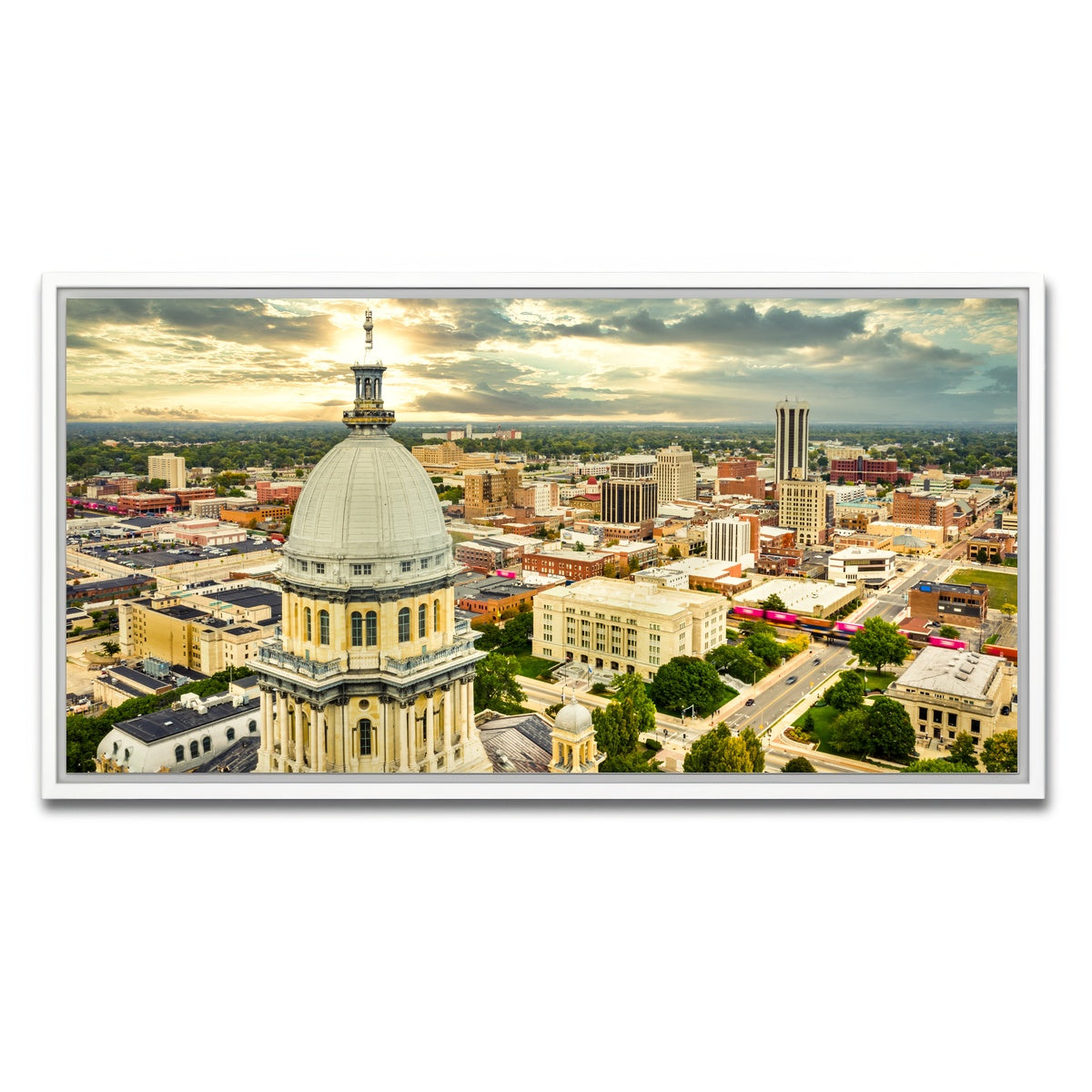 AUTO-MOCKUP WHITE | Illinois State Capitol & Springfield | 1 Piece | White Framed Canvas | group=2x1
