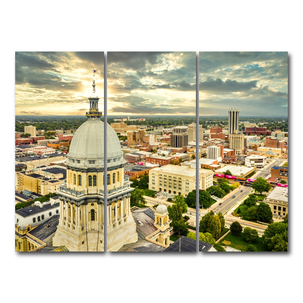 AUTO-MOCKUP WHITE | Illinois State Capitol & Springfield | 3 Piece | Gallery Wrap Canvas | group=8x18