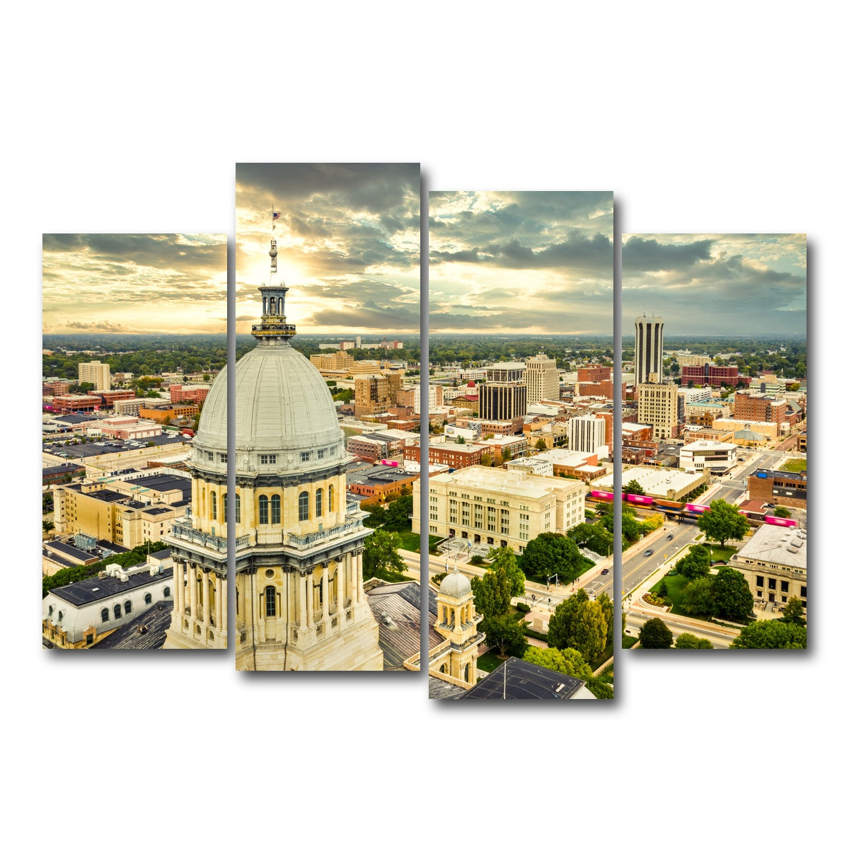 AUTO-MOCKUP WHITE | Illinois State Capitol & Springfield | 4 Piece | Gallery Wrap Canvas | group=4_normal
