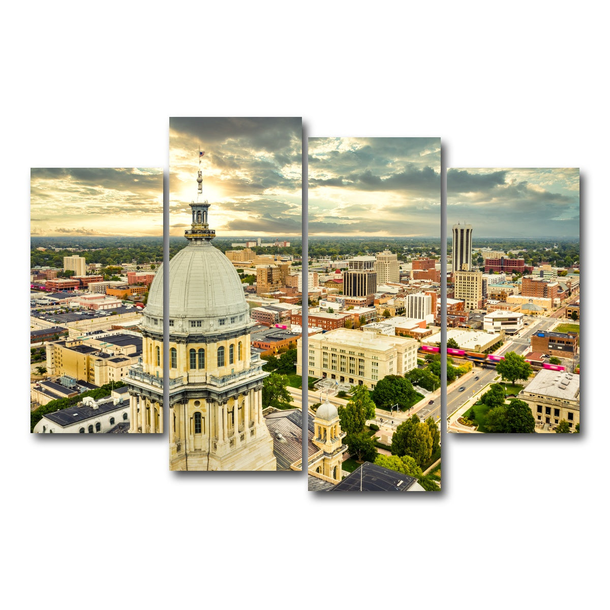 AUTO-MOCKUP WHITE | Illinois State Capitol & Springfield | 4 Piece | Gallery Wrap Canvas | group=4_short