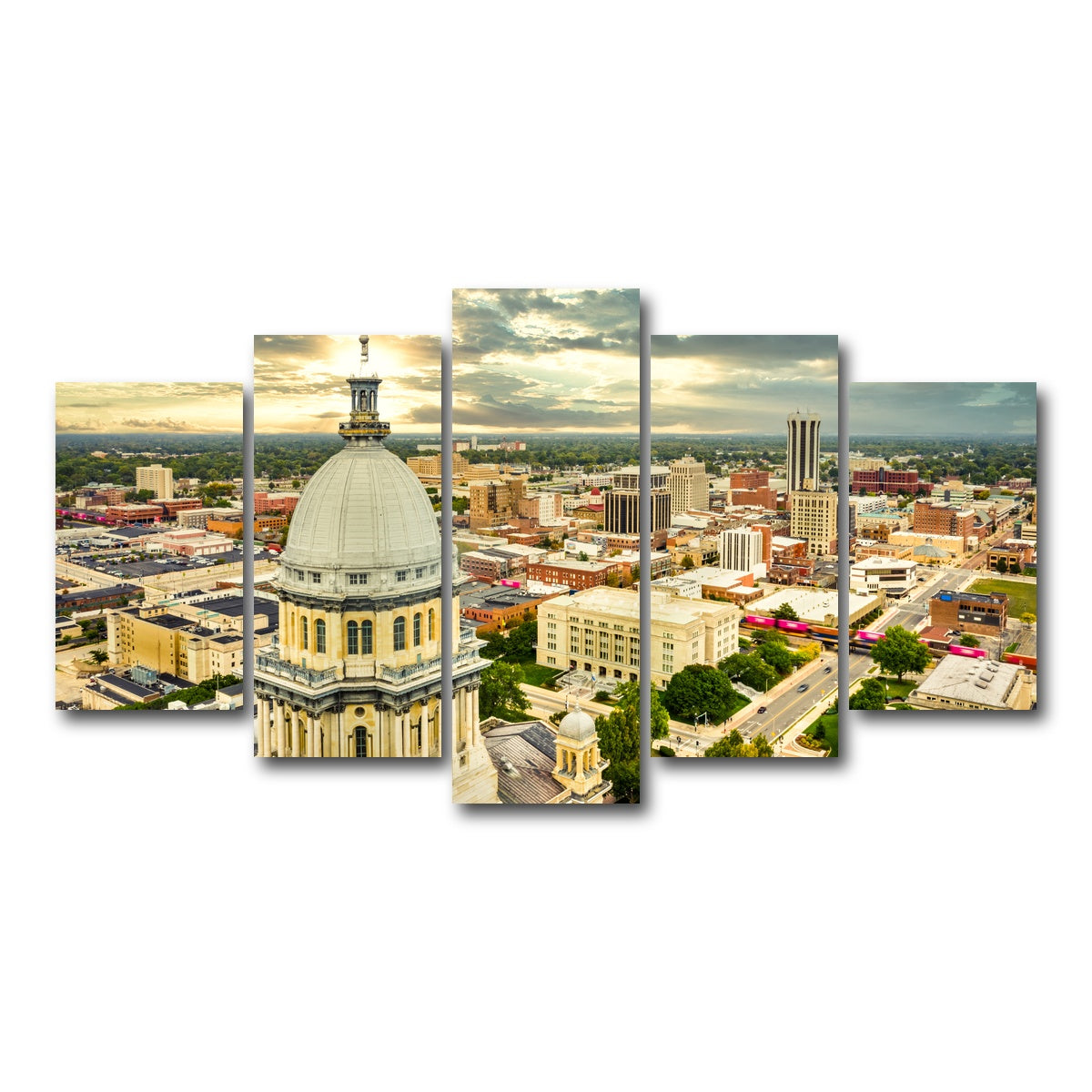 AUTO-MOCKUP WHITE | Illinois State Capitol & Springfield | 5 Piece | Gallery Wrap Canvas | group=5_normal