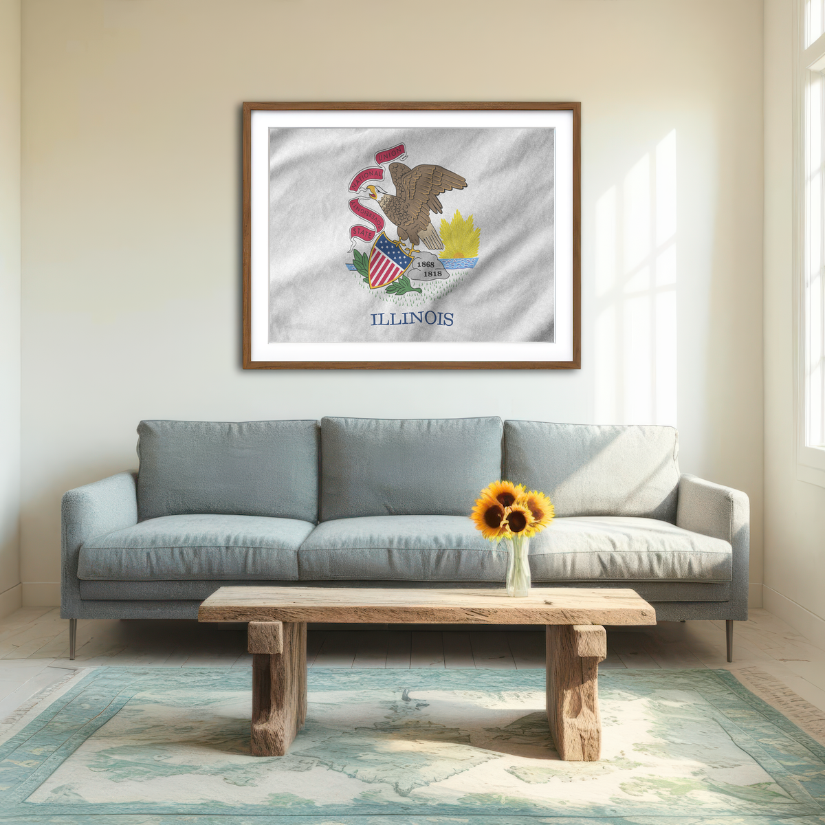 AUTO-MOCKUP ROOM | Illinois State Flag Wall Art