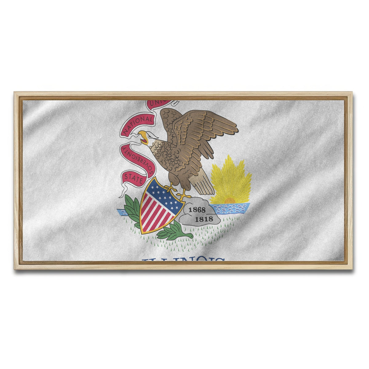 AUTO-MOCKUP WHITE | Illinois State Flag | 1 Piece | Natural Framed Canvas | group=2x1
