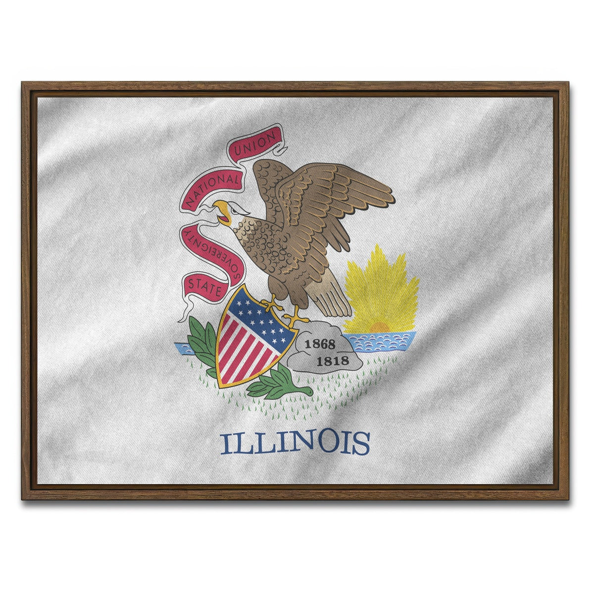 AUTO-MOCKUP WHITE | Illinois State Flag | 1 Piece | Walnut Framed Canvas | group=4x3