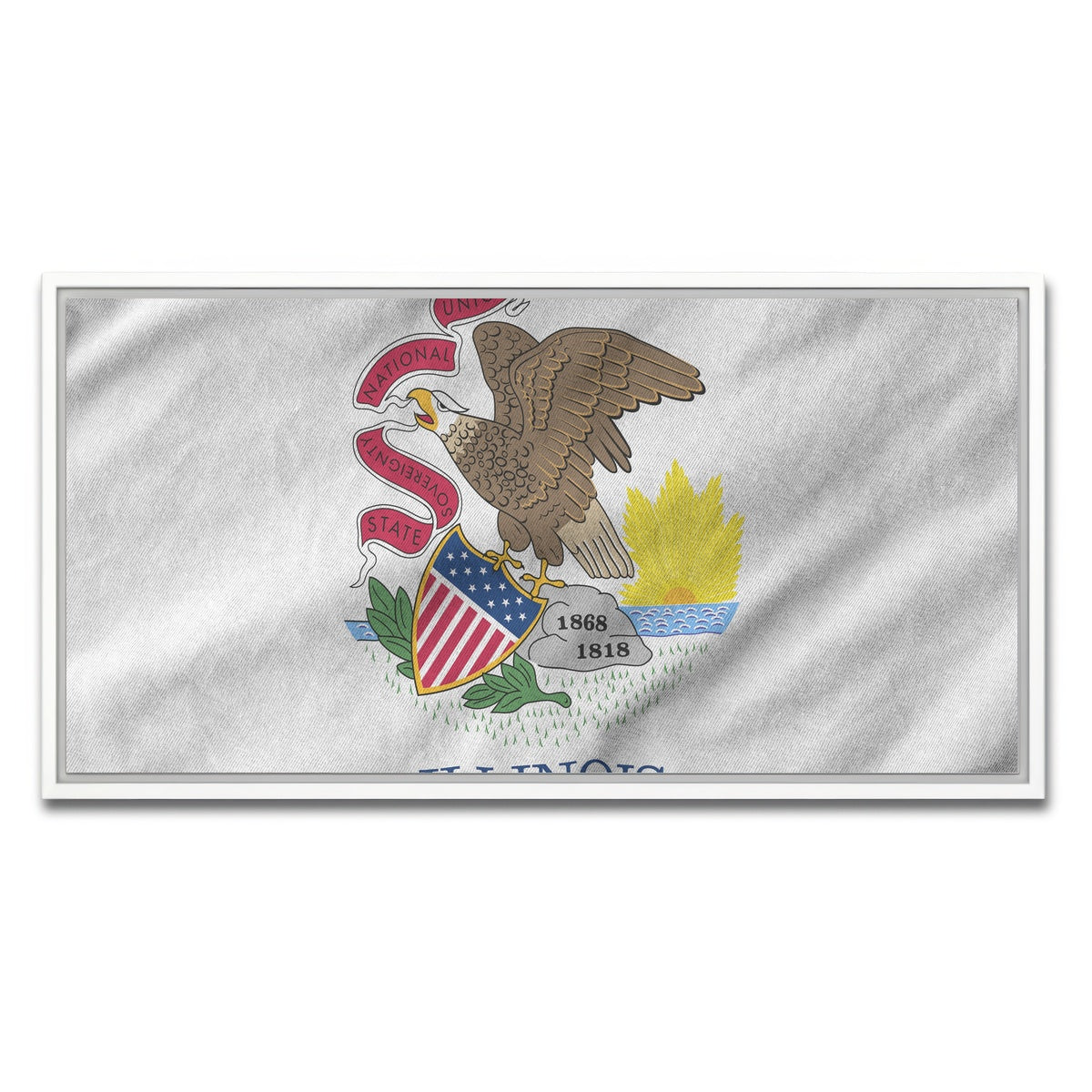 AUTO-MOCKUP WHITE | Illinois State Flag | 1 Piece | White Framed Canvas | group=2x1