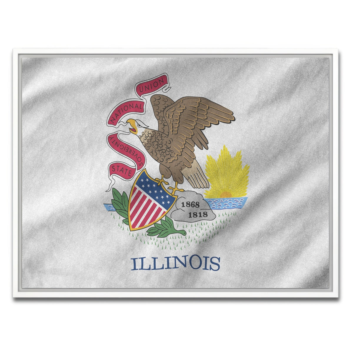 AUTO-MOCKUP WHITE | Illinois State Flag | 1 Piece | White Framed Canvas | group=4x3