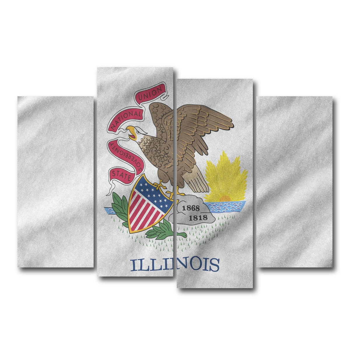 AUTO-MOCKUP WHITE | Illinois State Flag | 4 Piece | Gallery Wrap Canvas | group=4_normal