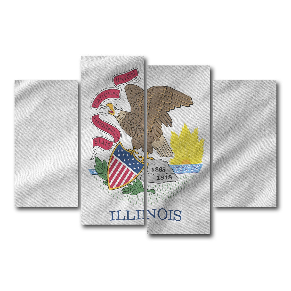 AUTO-MOCKUP WHITE | Illinois State Flag | 4 Piece | Gallery Wrap Canvas | group=4_short