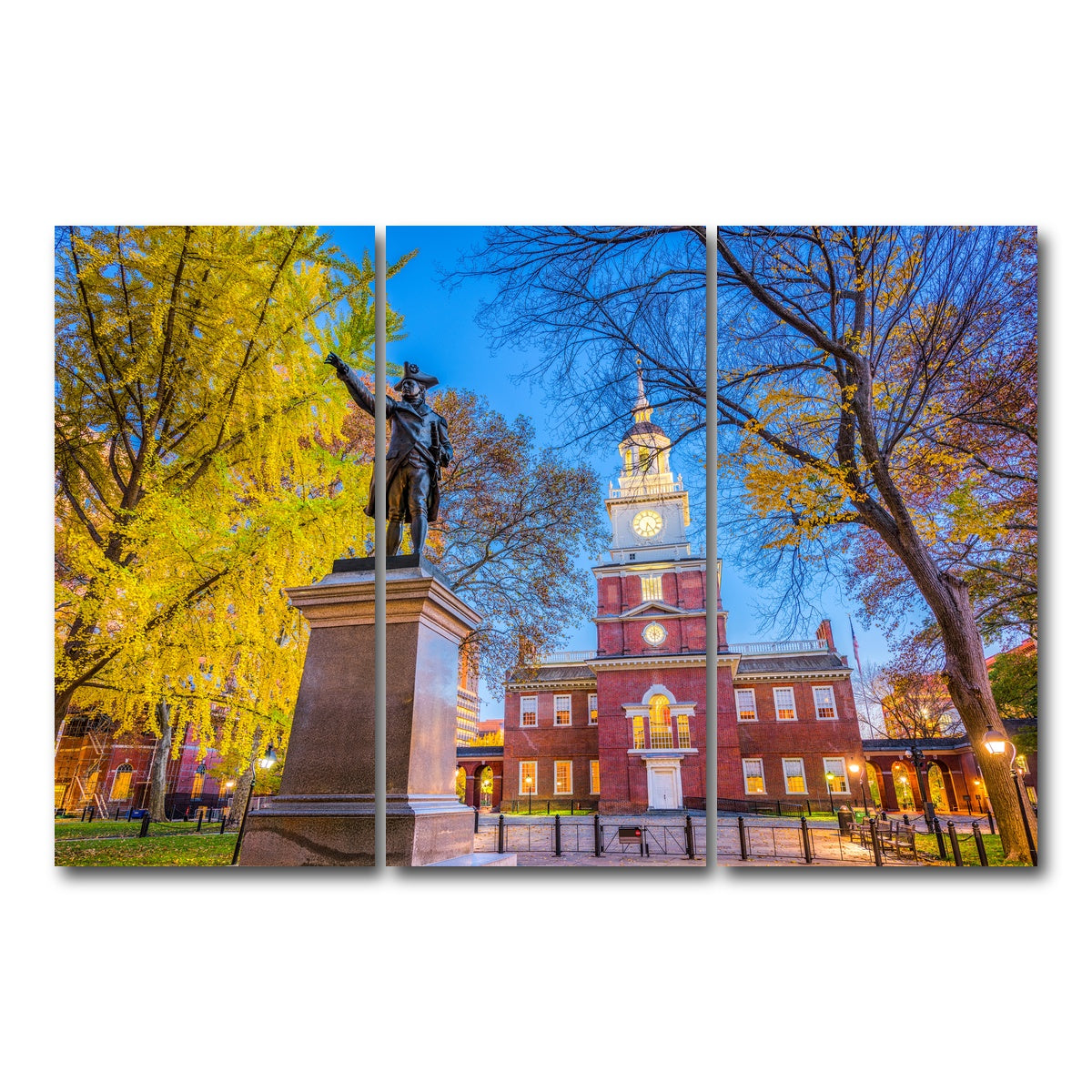 AUTO-MOCKUP WHITE | Independence Hall in Philadelphia | 3 Piece | Gallery Wrap Canvas | group=12x24