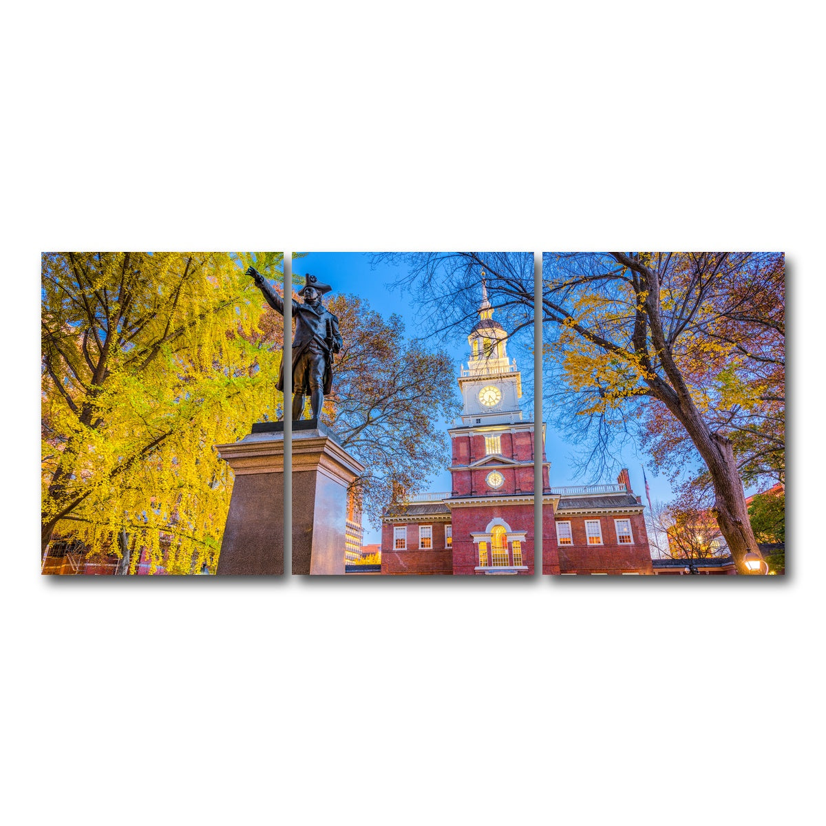 AUTO-MOCKUP WHITE | Independence Hall in Philadelphia | 3 Piece | Gallery Wrap Canvas | group=18x24