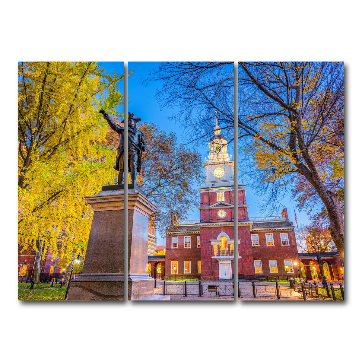 AUTO-MOCKUP WHITE | Independence Hall in Philadelphia | 3 Piece | Gallery Wrap Canvas | group=8x18