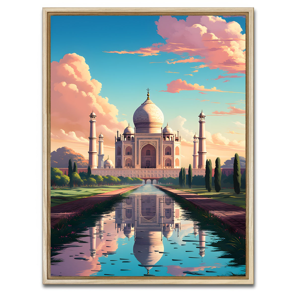 AUTO-MOCKUP WHITE | India - Taj Mahal | 1 Piece | Natural Framed Canvas | group=3x4