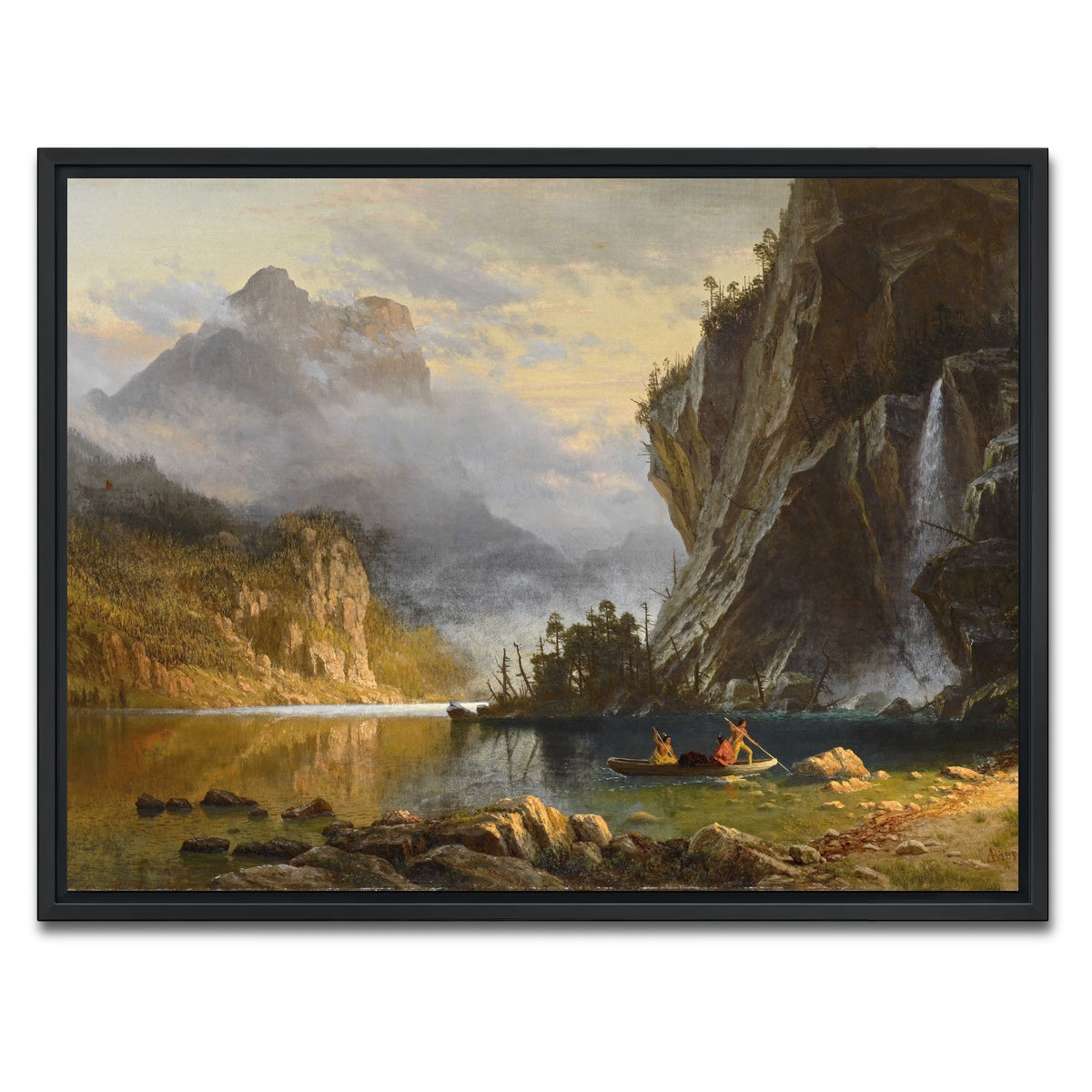 AUTO-MOCKUP WHITE | Indians Spear Fishing | 1 Piece | Black Framed Canvas | group=4x3