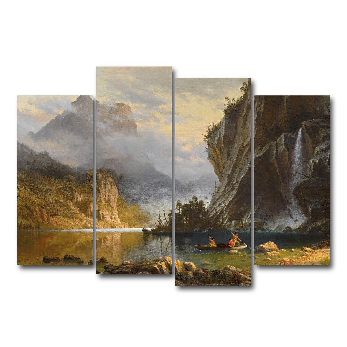 AUTO-MOCKUP WHITE | Indians Spear Fishing | 4 Piece | Gallery Wrap Canvas | group=4_normal