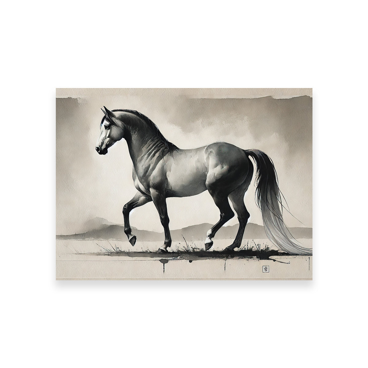 Ink Wash Horse Wall Art