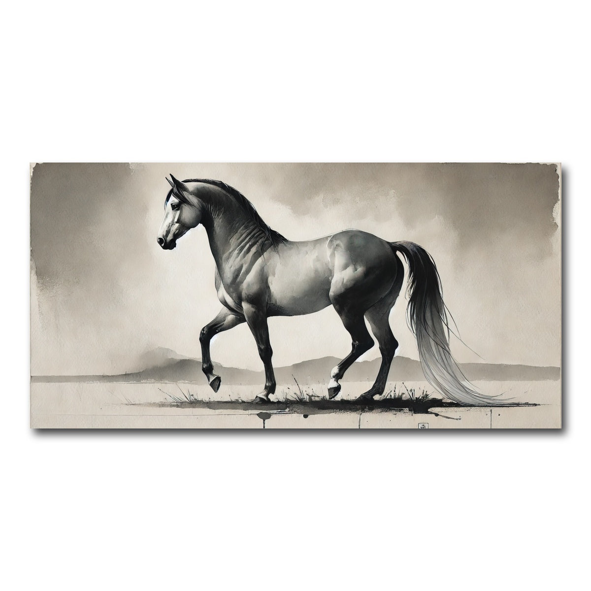 AUTO-MOCKUP WHITE | Ink Wash Horse | 1 Piece | Gallery Wrap Canvas | group=2x1