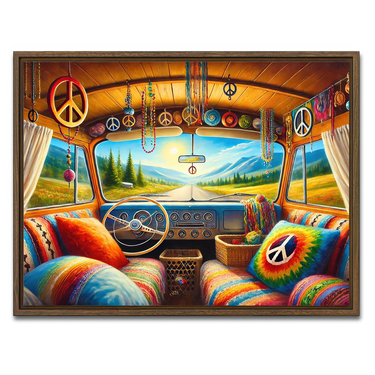 AUTO-MOCKUP WHITE | Inside a Hippie Van | 1 Piece | Walnut Framed Canvas | group=4x3