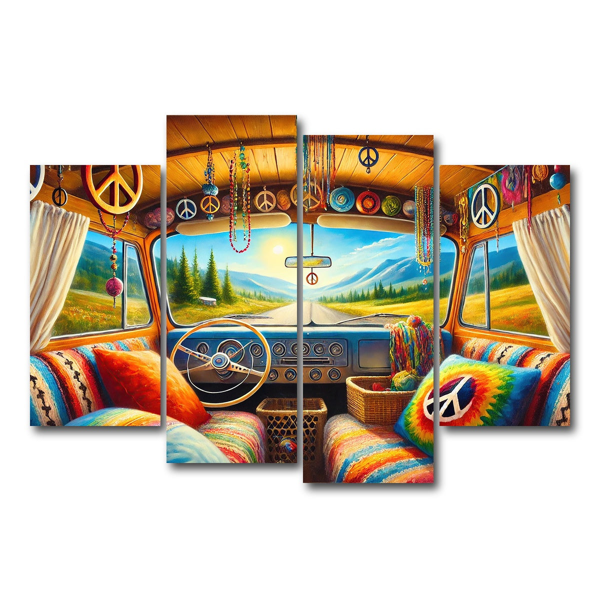 AUTO-MOCKUP WHITE | Inside a Hippie Van | 4 Piece | Gallery Wrap Canvas | group=4_short