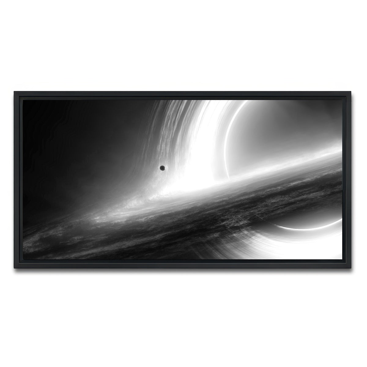 AUTO-MOCKUP WHITE | Interstellar Gargantua Grayscale | 1 Piece | Black Framed Canvas | group=2x1