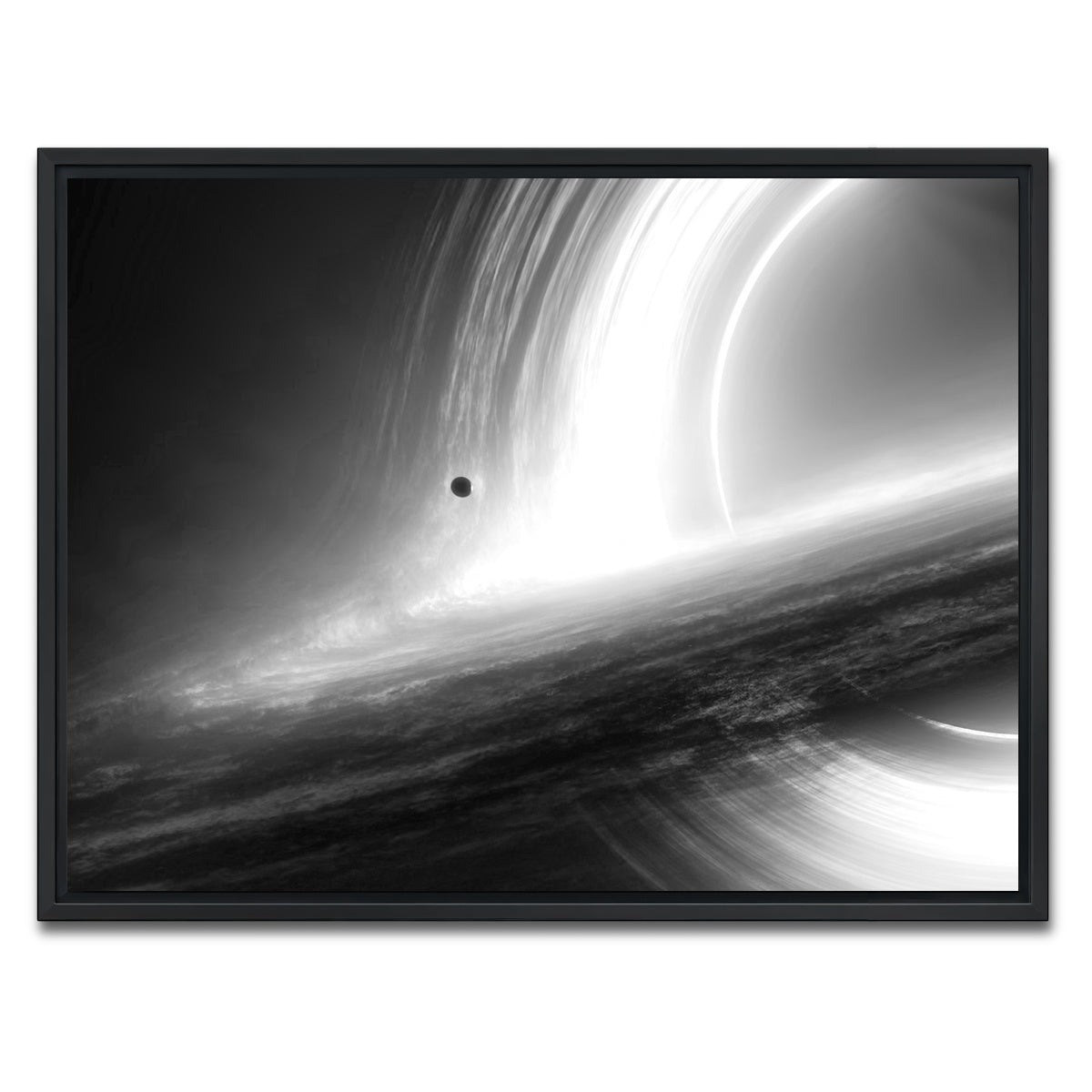 AUTO-MOCKUP WHITE | Interstellar Gargantua Grayscale | 1 Piece | Black Framed Canvas | group=4x3