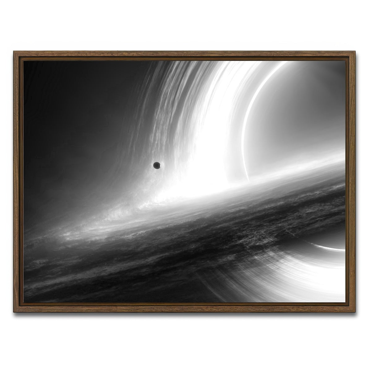 AUTO-MOCKUP WHITE | Interstellar Gargantua Grayscale | 1 Piece | Walnut Framed Canvas | group=4x3