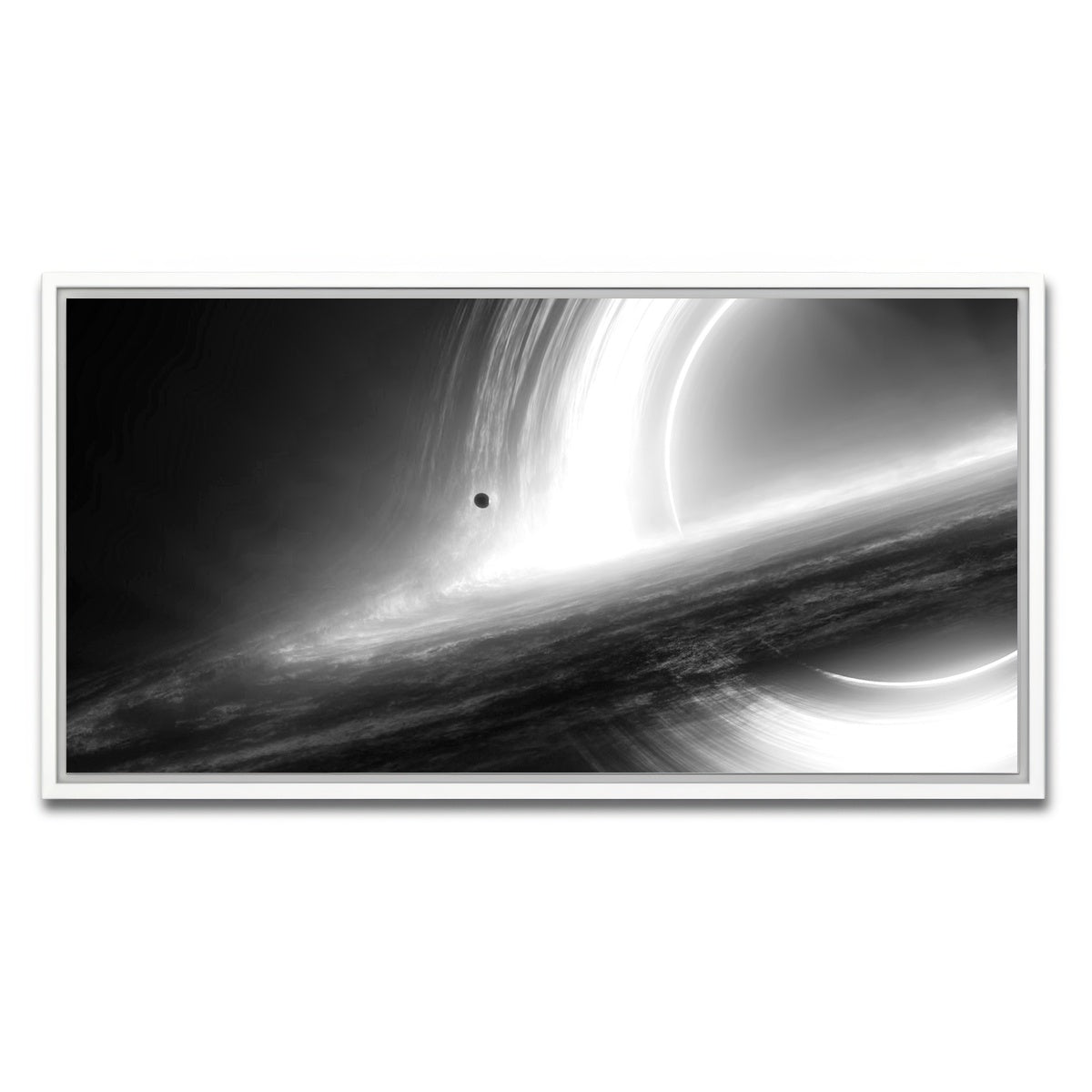 AUTO-MOCKUP WHITE | Interstellar Gargantua Grayscale | 1 Piece | White Framed Canvas | group=2x1