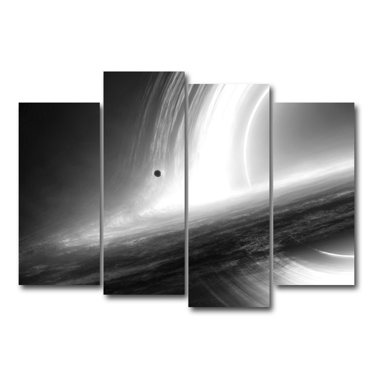 AUTO-MOCKUP WHITE | Interstellar Gargantua Grayscale | 4 Piece | Gallery Wrap Canvas | group=4_normal