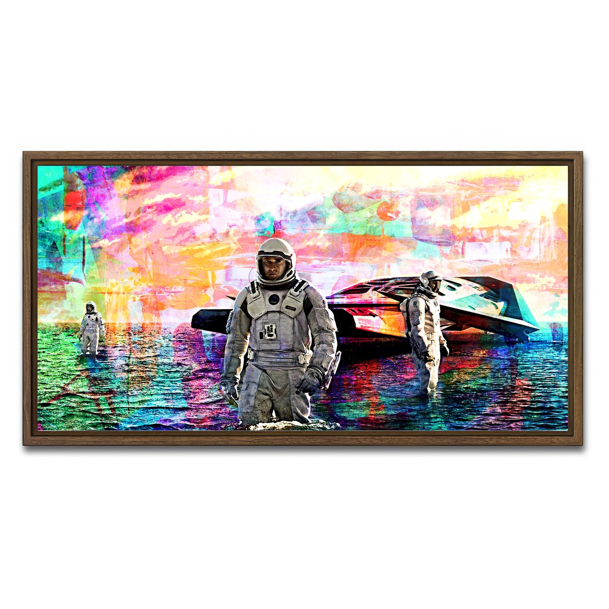 AUTO-MOCKUP WHITE | Interstellar Water Landing | 1 Piece | Walnut Framed Canvas | group=2x1