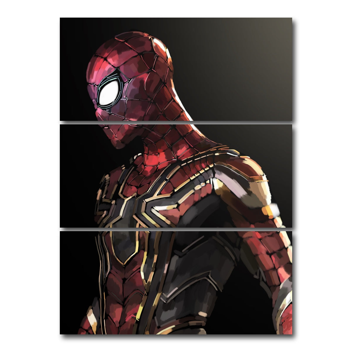 AUTO-MOCKUP WHITE | Iron Spider Side profile | 3 Piece | Gallery Wrap Canvas | group=8x18_stacked