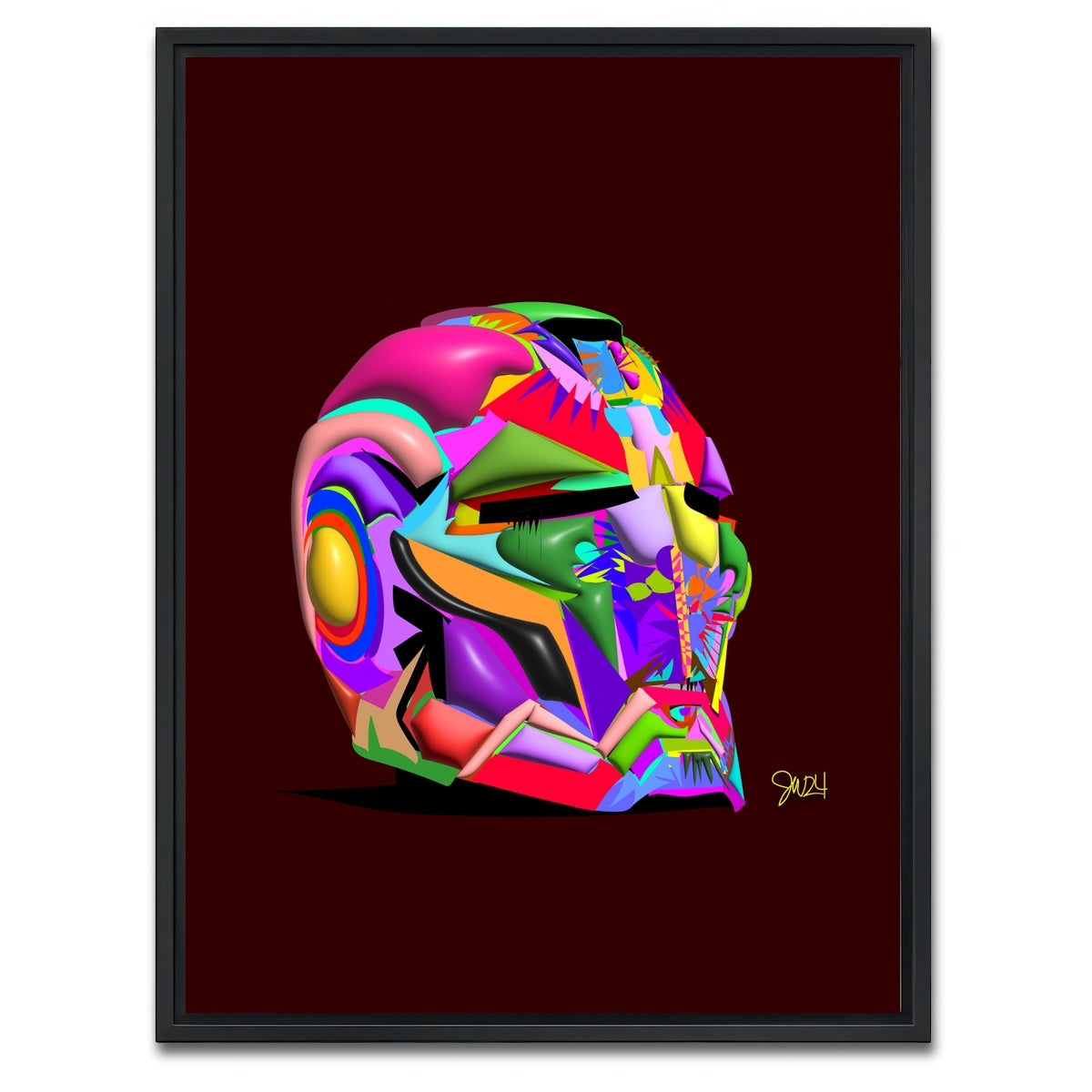 AUTO-MOCKUP WHITE | Iron man Helmet | 1 Piece | Black Framed Canvas | group=3x4