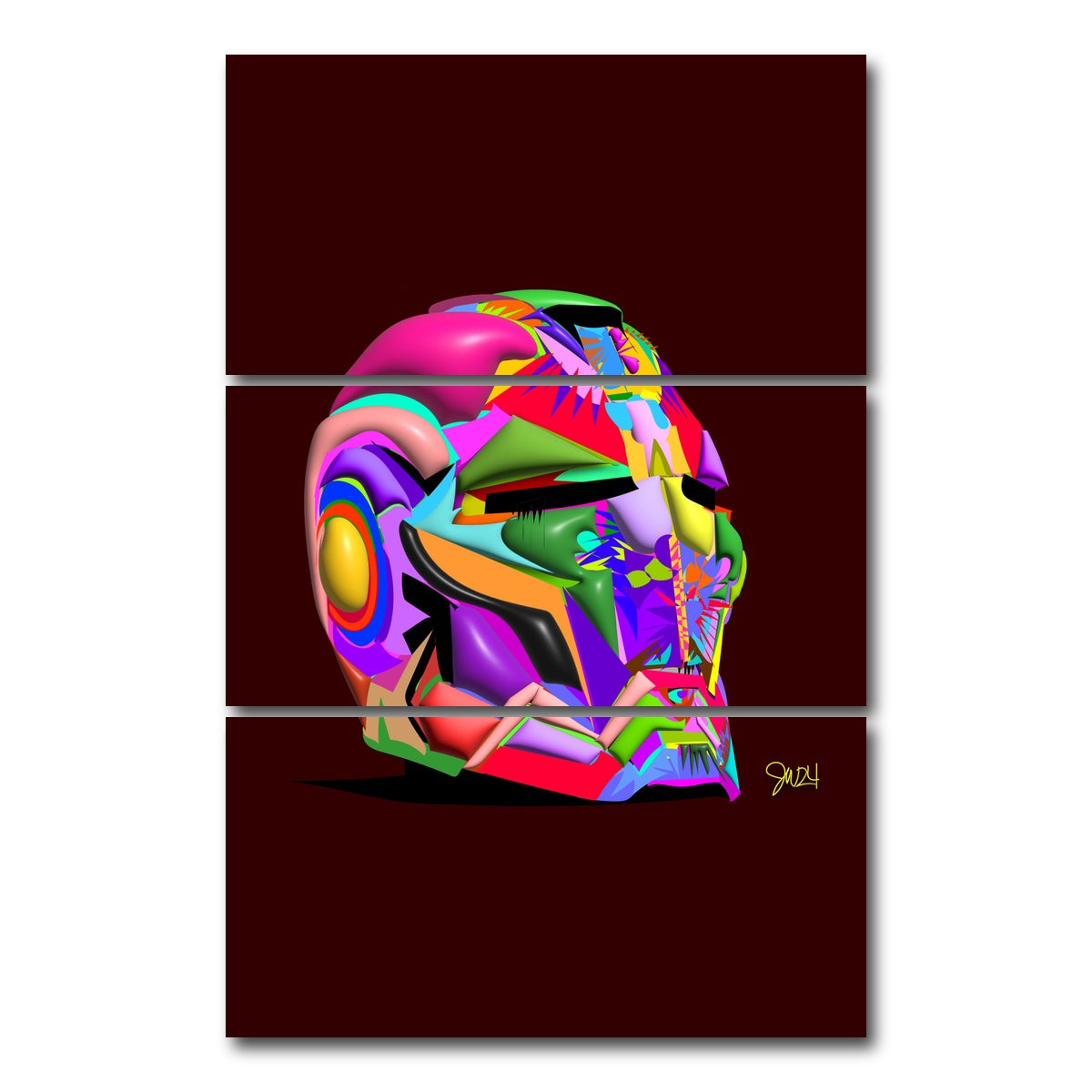 AUTO-MOCKUP WHITE | Iron man Helmet | 3 Piece | Gallery Wrap Canvas | group=12x24_stacked